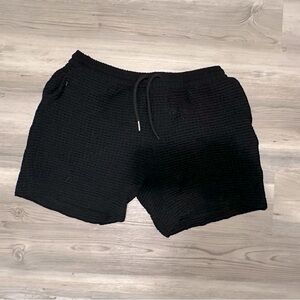 RX Men’s Black Textured Lounge Shorts (Shrunk, L fits like M)